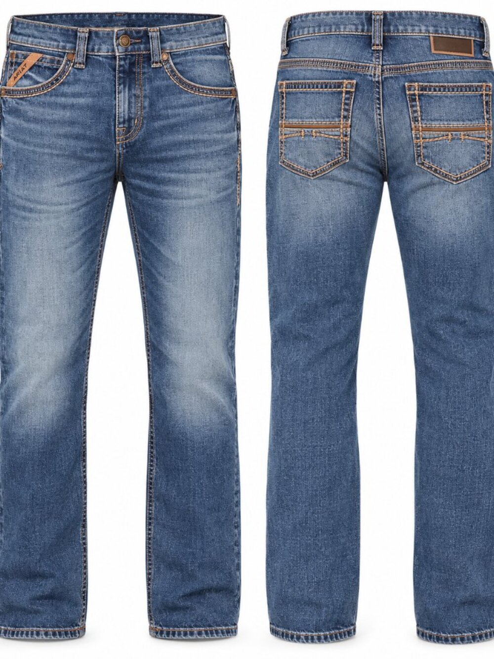 Ariat Men's M7 Livermore Coltrane Medium Wash Slim Straight Stretch Denim Jeans - Picture 2 of 2